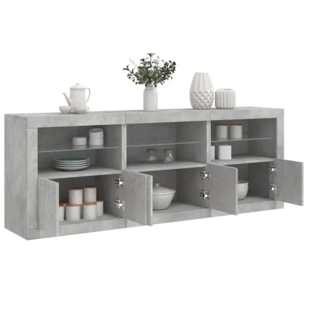 Concrete gray sideboard with LED lights 181.5x37x67 cm by , Sideboards - Ref: Foro24-3209005, Price: 200,17 €, Discount: %