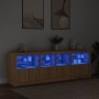 Sideboard with LED lights Sonoma oak 202x37x67 cm by , Sideboards - Ref: Foro24-3209011, Price: 198,71 €, Discount: %