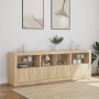 Sideboard with LED lights Sonoma oak 202x37x67 cm by , Sideboards - Ref: Foro24-3209011, Price: 198,71 €, Discount: %