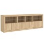 Sideboard with LED lights Sonoma oak 202x37x67 cm by , Sideboards - Ref: Foro24-3209011, Price: 198,71 €, Discount: %