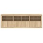 Sideboard with LED lights Sonoma oak 202x37x67 cm by , Sideboards - Ref: Foro24-3209011, Price: 198,71 €, Discount: %