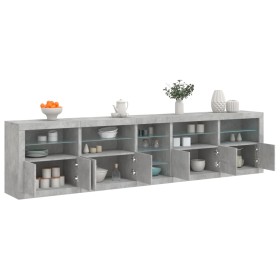 Betongraues Sideboard mit LED-Leuchten 283x37x67 cm von , Sideboards - Ref: Foro24-3209026, Preis: 307,05 €, Rabatt: %