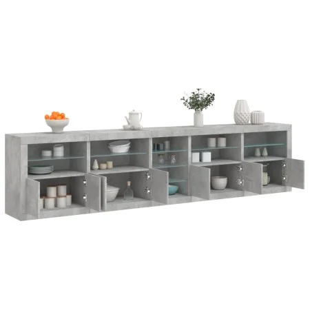 Concrete gray sideboard with LED lights 283x37x67 cm by , Sideboards - Ref: Foro24-3209026, Price: 316,05 €, Discount: %