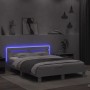 Bed frame with headboard and white LED lights 150x200 cm by , Beds and slatted bases - Ref: Foro24-3207539, Price: 141,58 €, ...