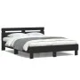 Bed frame with headboard and LED lights black 140x200 cm by , Beds and slatted bases - Ref: Foro24-3207547, Price: 204,25 €, ...