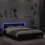 Bed frame with headboard and LED lights black 140x200 cm by , Beds and slatted bases - Ref: Foro24-3207547, Price: 204,25 €, ...