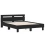 Bed frame with headboard and LED lights black 140x200 cm by , Beds and slatted bases - Ref: Foro24-3207547, Price: 204,25 €, ...