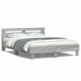 Sonoma gray headboard bed frame and LED lights 140x200 cm by , Beds and slatted bases - Ref: Foro24-3207551, Price: 175,61 €,...