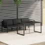 Set muebles de jardín 4 pzas y cojines aluminio gris antracita