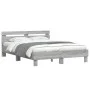 Sonoma gray headboard bed frame and LED lights 140x200 cm by , Beds and slatted bases - Ref: Foro24-3207551, Price: 172,73 €,...