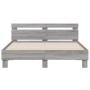 Sonoma gray headboard bed frame and LED lights 140x200 cm by , Beds and slatted bases - Ref: Foro24-3207551, Price: 175,61 €,...