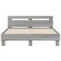 Sonoma gray headboard bed frame and LED lights 140x200 cm by , Beds and slatted bases - Ref: Foro24-3207551, Price: 172,73 €,...