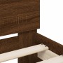 Oak brown headboard bed frame and LED lights 150x200 cm by , Beds and slatted bases - Ref: Foro24-3207545, Price: 161,79 €, D...