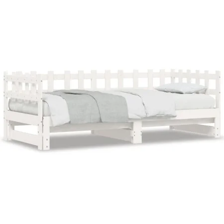 Sofá cama extraíble madera maciza de pino blanco 2x(90x200) cm de , Camas y somieres - Ref: Foro24-840389, Precio: 146,19 €, ...