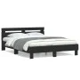 Bed frame with black engineered wood headboard 140x190 cm by , Beds and slatted bases - Ref: Foro24-3207435, Price: 171,26 €,...