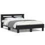 Bed frame with black engineered wood headboard 135x190 cm by , Beds and slatted bases - Ref: Foro24-3207442, Price: 125,55 €,...