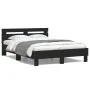Bed frame with black engineered wood headboard 135x190 cm by , Beds and slatted bases - Ref: Foro24-3207442, Price: 123,82 €,...