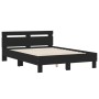 Bed frame with black engineered wood headboard 135x190 cm by , Beds and slatted bases - Ref: Foro24-3207442, Price: 125,55 €,...