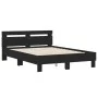 Bed frame with black engineered wood headboard 135x190 cm by , Beds and slatted bases - Ref: Foro24-3207442, Price: 123,82 €,...