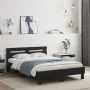 Bed frame with black engineered wood headboard 135x190 cm by , Beds and slatted bases - Ref: Foro24-3207442, Price: 123,82 €,...