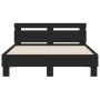 Bed frame with black engineered wood headboard 135x190 cm by , Beds and slatted bases - Ref: Foro24-3207442, Price: 125,55 €,...