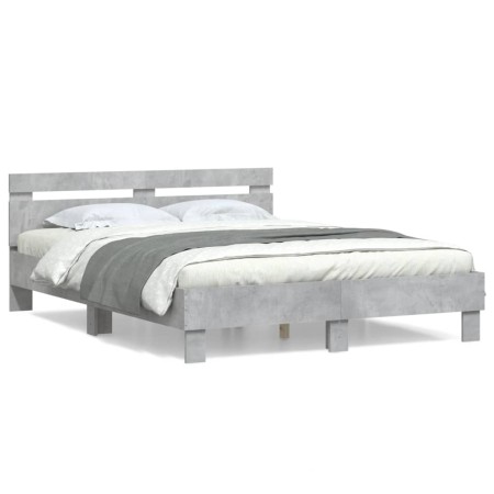 Betongraues Holzwerkstoffbett mit Kopfteil 140 x 190 cm von , Betten und Lattenroste - Ref: Foro24-3207437, Preis: 159,37 €, ...