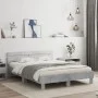 Concrete gray engineered wood bed with headboard 140x190 cm by , Beds and slatted bases - Ref: Foro24-3207437, Price: 156,53 ...
