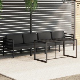 Set muebles de jardín 5 pzas y cojines aluminio gris antracita