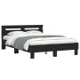 Bed frame with black engineered wood headboard 120x190 cm by , Beds and slatted bases - Ref: Foro24-3207449, Price: 135,23 €,...