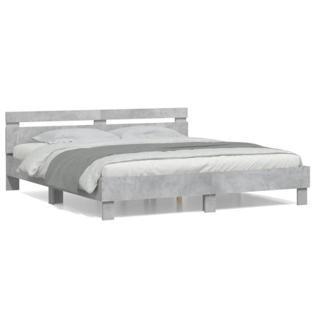 Betongraues Holzwerkstoffbett mit Kopfteil 160 x 200 cm von , Betten und Lattenroste - Ref: Foro24-3207409, Preis: 165,66 €, ...