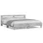 Concrete gray engineered wood bed with headboard 160x200 cm by , Beds and slatted bases - Ref: Foro24-3207409, Price: 165,66 ...