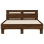 Oak brown engineered wood bed with headboard 120x190 cm by , Beds and slatted bases - Ref: Foro24-3207454, Price: 154,07 €, D...