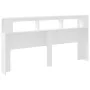 Headboard with LED white engineered wood 200x18.5x103.5 cm by , Headboards and footboards - Ref: Foro24-837365, Price: 105,38...