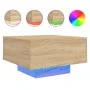Mesa de centro con luces LED roble Sonoma 55x55x31 cm de , Mesas de centro - Ref: Foro24-836576, Precio: 48,92 €, Descuento: %