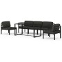 Set muebles de jardín 6 pzas y cojines aluminio gris antracita