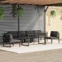 Set muebles de jardín 7 pzas y cojines aluminio gris antracita