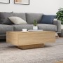 Mesa de centro con luces LED roble Sonoma 85x55x31 cm de , Mesas de centro - Ref: Foro24-836611, Precio: 64,86 €, Descuento: %