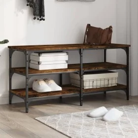 Engineered wood shoe bench smoked oak 100x38.5x49 cm by , Benches for halls and storage - Ref: Foro24-839045, Price: 60,91 €,...