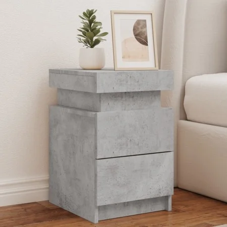 Bedside tables with LED lights 2 pcs concrete gray 35x39x55 cm by , Nightstands - Ref: Foro24-836756, Price: 110,33 €, Discou...