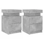 Bedside tables with LED lights 2 pcs concrete gray 35x39x55 cm by , Nightstands - Ref: Foro24-836756, Price: 110,33 €, Discou...