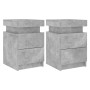 Mesitas de noche con luces LED 2 uds gris hormigón 35x39x55 cm de , Mesitas de noche - Ref: Foro24-836756, Precio: 112,25 €, ...
