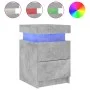 Bedside tables with LED lights 2 pcs concrete gray 35x39x55 cm by , Nightstands - Ref: Foro24-836756, Price: 110,33 €, Discou...