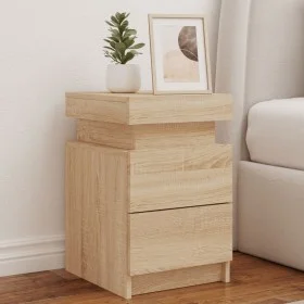 Mesitas de noche con luces LED 2 uds roble Sonoma 35x39x55 cm de , Mesitas de noche - Ref: Foro24-836754, Precio: 110,99 €, D...