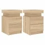 Bedside tables with LED lights 2 pcs Sonoma oak 35x39x55 cm by , Nightstands - Ref: Foro24-836754, Price: 109,98 €, Discount: %