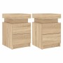 Nachttische mit LED-Leuchten 2 Stk. Sonoma-Eiche 35x39x55 cm von , Nachttische - Ref: Foro24-836754, Preis: 111,80 €, Rabatt: %