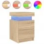 Bedside tables with LED lights 2 pcs Sonoma oak 35x39x55 cm by , Nightstands - Ref: Foro24-836754, Price: 109,98 €, Discount: %