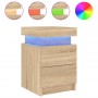 Nachttische mit LED-Leuchten 2 Stk. Sonoma-Eiche 35x39x55 cm von , Nachttische - Ref: Foro24-836754, Preis: 111,80 €, Rabatt: %