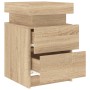 Bedside tables with LED lights 2 pcs Sonoma oak 35x39x55 cm by , Nightstands - Ref: Foro24-836754, Price: 112,49 €, Discount: %