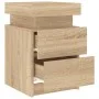 Bedside tables with LED lights 2 pcs Sonoma oak 35x39x55 cm by , Nightstands - Ref: Foro24-836754, Price: 109,98 €, Discount: %
