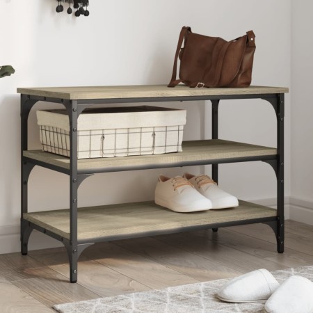 Shoe bench engineered wood Sonoma oak 70x38.5x49 cm by , Benches for halls and storage - Ref: Foro24-839039, Price: 47,72 €, ...